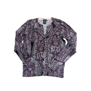 Ann Taylor Petite Paisley Cardigan XS